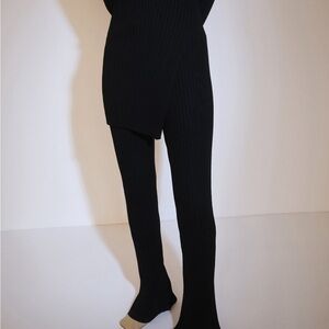 Chic Black Ribbed Knit Pants